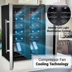 PKCWC24 Cooler For White And Red Wines Chiller, Freestanding Compact Countertop Mini Fridge W/Digital Control, 24 Bottle Dual Zone-Stainless Steel 10 PKCWC24 Cooler For White And Red Wines Chiller, Freestanding Compact Countertop Mini Fridge W/Digital Control, 24 Bottle Dual Zone-Stainless Steel -KitchenAid Shop 51huq70QssL