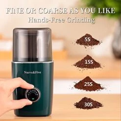 Adjustable Coffee Grinder Electric, Cordless Coffee Grinder Espresso, Electric Coffee Grinder With Timing Setting, Coffee Bean Grinder Electric With Removable Stainless Steel Bowl (GREEN)