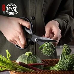 Japanese Kitchen Scissors All Purpose, Black Titanium Plated Heavy Duty Kitchen Scissors, Multipurpose Cooking And Herb Scissors, Micro Serrated -KitchenAid Shop 51i8RQ0IAGL