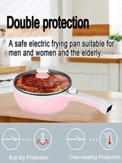 Electric Hot Pot Nonstick Mini - 1.5L Electric Fondue Pot - With Power Adjustment, Pink (Egg Rack Included), Nozaya -KitchenAid Shop 51iHuIdPdWL