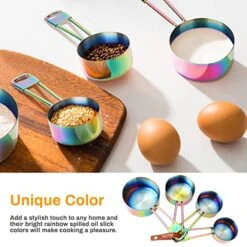 9 Pcs Measuring Spoons And Cups Set Intsun Stackable Stainless Steel Measuring Cups And Spoons Multi-color With Engraved Measurements And Mirror Polished Measuring Cup Set For Cooking, Mixing, Baking -KitchenAid Shop 51iJF4qUr5L