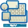Silicone Baking Mat Set Of 5-2 Half Sheets (Macaron & Cookie Circle On Mat) + 1 Quarter + 1 Round & 1 Square Size Silicone Baking Sheet - Nonstick & Easy To Clean - 100% Silicone Mats For Baking