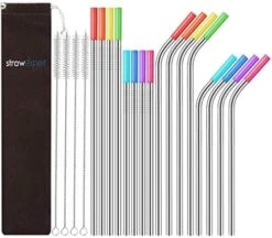 Set Of 16 Reusable Stainless Steel Straws With Travel Case Cleaning Brush Silicone Tips Eco Friendly Extra Long Metal Straws Drinking For 20 24 30 Oz Tumbler 19 Set Of 16 Reusable Stainless Steel Straws With Travel Case Cleaning Brush Silicone Tips Eco Friendly Extra Long Metal Straws Drinking For 20 24 30 Oz Tumbler -KitchenAid Shop 51iN99CtBHL. AC