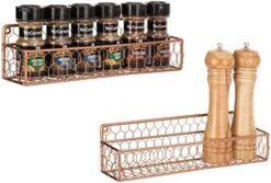 MyGift Wall Spice Racks, 12-Inch Black Chicken Wire Hanging Kitchen Seasoning Condiment Organizer Shelf, Set Of 2 -KitchenAid Shop 51iPgZ63WpL. AC