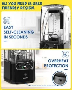 Commercial Quiet Blender, 2200 Watt Professional Countertop Blender With BPA-FREE 80oz Pitcher, Built-in Pulse & 15-speeds Control, Smoothie Blender For Commercial And Home 110V (Black) -KitchenAid Shop 51iREaK7HsL