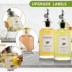 Olive Oil Dispenser Bottle For Kitchen, Glass Olive Oil And Vinegar Dispenser Set, Coffee Syrup Dispenser With Metal Pour Spout, 2 Pack 11.8 Oz Glass Oil Bottles (Silver) -KitchenAid Shop 51iXrJq56sL