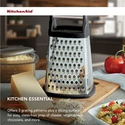 KitchenAid Gourmet 4-Sided Stainless Steel Box Grater With Detachable Storage Container, 10 Inches Tall, Black -KitchenAid Shop 51ic195vBqL