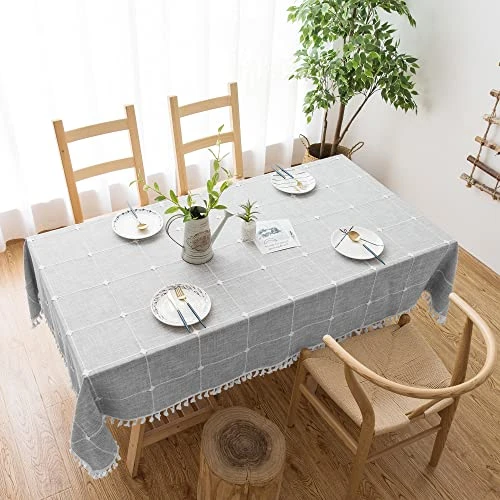 Rustic Tablecloth Cotton Linen Splashproof Tablecloths Burlap Table Cloths For Kitchen Dining Buffet Cloth Table Cloth For Rectangle Tables Grey Rectangle Table,55''x70'',4-6 Seats 4 Rustic Tablecloth Cotton Linen Splashproof Tablecloths Burlap Table Cloths For Kitchen Dining Buffet Cloth Table Cloth For Rectangle Tables Grey Rectangle Table,55''x70'',4-6 Seats - Image 2