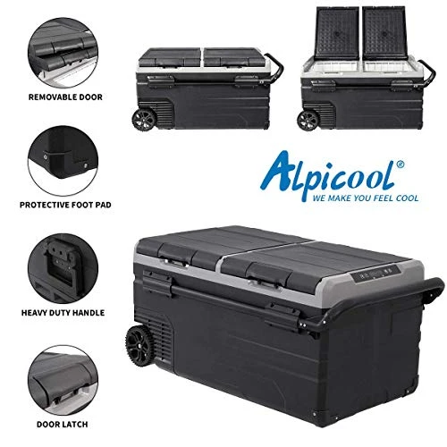 Dual Temperature Control TWW75 Portable Refrigerator 80 Quart(75 Liter) Compact Fridge Mini Freezer For Travel,Camping,Fishing, Outdoor -12/24V DC 4 Dual Temperature Control TWW75 Portable Refrigerator 80 Quart(75 Liter) Compact Fridge Mini Freezer For Travel,Camping,Fishing, Outdoor -12/24V DC - Image 2