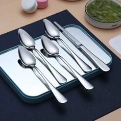 Grapefruit Spoons 5 Pieces Set, 4 Stainless Steel Grapefruit Spoon And 1 Grapefruit Knife With Titanium Plating, Grapefruit Utensil Set, Serrated Edges Spoon Pack Of 5 (Silver) -KitchenAid Shop 51ilCCAeBtL