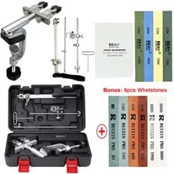 RUIXIN PRO RX-009 Professional Knife Sharpener System With 10 Whetstones, 360° Rotation Flip Design, Fixed Angle Stainless Steel Kitchen Chef Knife Sharpening Kit Fine Grinding Polishing Tool