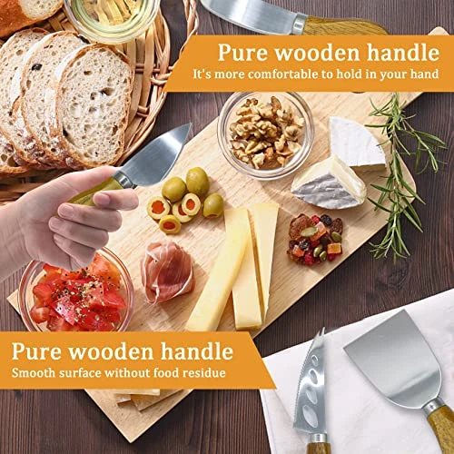 6-Piece Stainless Steel Cheese Knives Set, Complete Premium Stainless Steel Cheese Knives Collection Charcuterie Board Accessories For Thanksgiving, Christmas, New Year (Acacia Wood Handle) 6 6-Piece Stainless Steel Cheese Knives Set, Complete Premium Stainless Steel Cheese Knives Collection Charcuterie Board Accessories For Thanksgiving, Christmas, New Year (Acacia Wood Handle) - Image 4