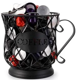Yesland Coffee Pod Holder, Black Metal Wire Mug Kup Keeper/Coffee Pod Storage, Perfect K Cup Holders And Carousel Holder For Counter Coffee Bar