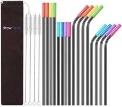 Set Of 16 Reusable Stainless Steel Straws With Travel Case Cleaning Brush Silicone Tips Eco Friendly Extra Long Metal Straws Drinking For 20 24 30 Oz Tumbler 15 Set Of 16 Reusable Stainless Steel Straws With Travel Case Cleaning Brush Silicone Tips Eco Friendly Extra Long Metal Straws Drinking For 20 24 30 Oz Tumbler -KitchenAid Shop 51jFCW 2c6L. AC