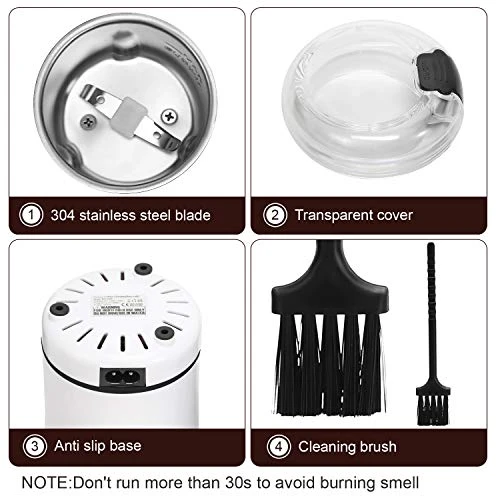 Electric Coffee Grinder,One-Touch Spice Grinder With Brush, Small Coffee Bean Grinder Portable Coffee Grinder 50g Capacity(White,US Plug) 6 Electric Coffee Grinder,One-Touch Spice Grinder With Brush, Small Coffee Bean Grinder Portable Coffee Grinder 50g Capacity(White,US Plug) - Image 4