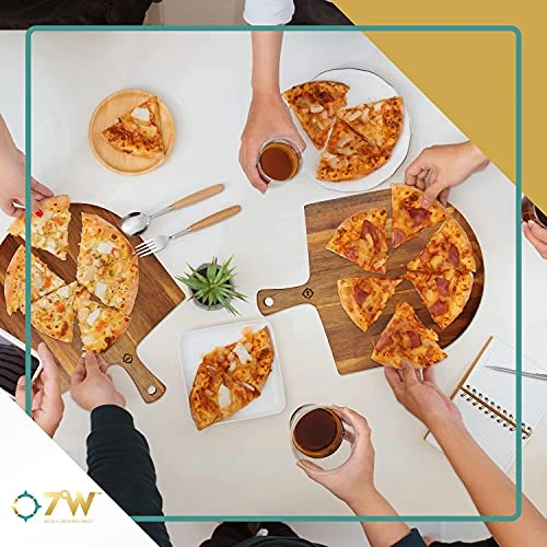 Wood Pizza Board - Wooden Pizza Paddle - Acacia Wood Pizza Peel - 17"x13" - Cheese Board - Charcuterie Board - Baking Spatula - Farmhouse Wall Decor - Bread Board - Great For Gifts - 7 Degrees West 8 Wood Pizza Board - Wooden Pizza Paddle - Acacia Wood Pizza Peel - 17"x13" - Cheese Board - Charcuterie Board - Baking Spatula - Farmhouse Wall Decor - Bread Board - Great For Gifts - 7 Degrees West - Image 6