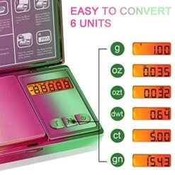 THINKSCALE Shiny Digital Gram Scale, 300g X 0.01g Iridescent Pocket Scale Rainbow Chrome Plating, 6 Units Small Scale .01 Gram Accuracy, Tare Function For Food, Jewelry, Herb, Powder, Coins, Travel -KitchenAid Shop 51jWNViOr3L
