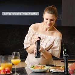 Pepper Grinder Salt Pepper Mill - Wooden Refillable Pepper Mill Grinder Durable Salt And Pepper Grinder With Adjustable Coarseness Easy To Use For Cooking Serving And BBQ 8inch