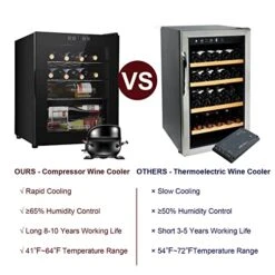 22 Inch Compressor Wine Cooler Refrigerator 16 Bottles,Large Freestanding Wine Cellar With Glass Door,41f-64f Digital Temperature Control Fridge For Red, White, Champagne Or Sparkling Wine -KitchenAid Shop 51jaoo4OUcL