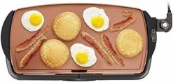 Bella Electric Ceramic Titanium Griddle, Make 10 Eggs At Once, Healthy-Eco Non-stick Coating, Hassle-Free Clean Up, Large Submersible Cooking Surface, 10.5" X 20", Copper/Black -KitchenAid Shop 51jb0yhhkAL. AC