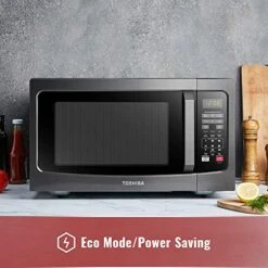 Toshiba AC25CEW-BS Digital Toaster Oven & EM131A5C-BS Microwave Oven With Smart Sensor, Easy Clean Interior, ECO Mode And Sound On/Off, 1.2 Cu.ft, Black Stainless Steel -KitchenAid Shop 51jiW7QxjsL