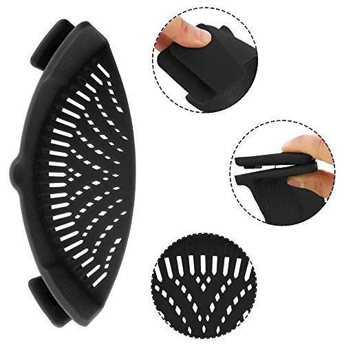 2 Pack Heat Resistant Silicone Pot Strainer, Clip On Pots Pans, Pan Strainer For All Pots And Bowls - Red/Black 4 2 Pack Heat Resistant Silicone Pot Strainer, Clip On Pots Pans, Pan Strainer For All Pots And Bowls - Red/Black - Image 2