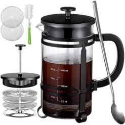 French Press Coffee Maker (34 Oz) With 4 Filters - 304 Durable Stainless Steel, Heat Resistant Borosilicate Glass Coffee Press, BPA （include 1 Cleaning Brush,1 Spoon And 2 Spare Filter Screen） -KitchenAid Shop 51joQHhSdoL. AC 1