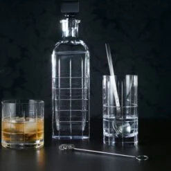 Orrefors Leaded Crystal Ice Bucket With Handle - Vertical Cut Pattern