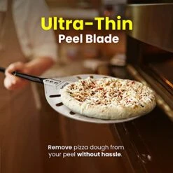 Pizza Turning Peel With Perforated Aluminum Blade, Easy To Use With Adjustable Handle Up To 47". Movable Hand Grip, Rotating Pizza Peel, Wooden Pizza Peel Alternative Pizza Accessories -KitchenAid Shop 51jr5e3q39L