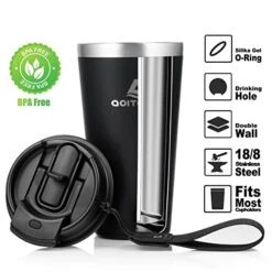 16oz Tumbler With 2-in-1 Straw Lid, Insulated Leak Proof Double Walled Stainless Steel Coffee Travel Mug - Keeps Cold For 24 Hours Or Hot For 10 Hours -KitchenAid Shop 51k0DgLoAmL