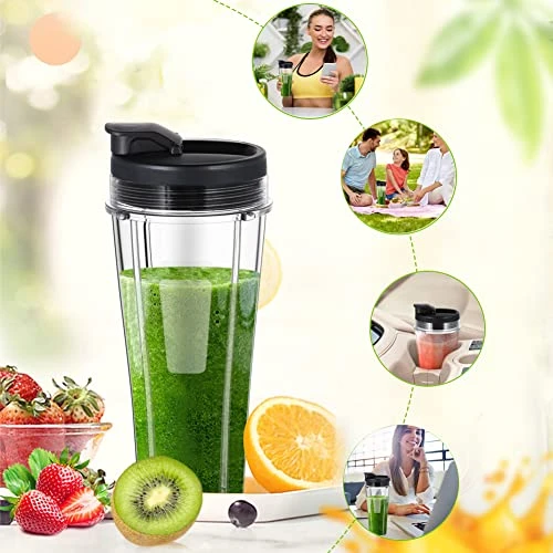 24OZ Blender Replacement Cups For Ninja Blender, 2 - Pack Replacement Cups With Sip & Seal Lid And Gaskets Set Compatible With Nutri Ninja Auto IQ Series Blenders BL450, BL480, BL490, BL640, BL680 6 24OZ Blender Replacement Cups For Ninja Blender, 2 - Pack Replacement Cups With Sip & Seal Lid And Gaskets Set Compatible With Nutri Ninja Auto IQ Series Blenders BL450, BL480, BL490, BL640, BL680 - Image 4