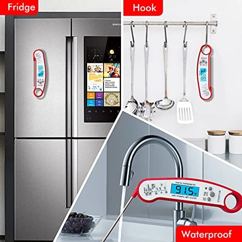 Waterproof Digital Meat Thermometer, Instant Read Food Thermometer For Cooking Grilling Baking BBQ Oil Milk Bath Water Deep Fry (Red) 6 Waterproof Digital Meat Thermometer, Instant Read Food Thermometer For Cooking Grilling Baking BBQ Oil Milk Bath Water Deep Fry (Red) - Image 4