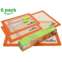 Rozotti Silicone Baking Mat Bundle (6-Piece Set) 2 Half Sheets Silicone Baking Mat And 2 Quarter Sheets Silicone Baking Mat, Silicone Baking Brush, Silicone Baking Spatula, Orange -KitchenAid Shop 51k2xI3864L