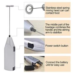Milk Frother Handheld For Coffee Tea Cappuccino Matcha Hot Chocolate, Silver