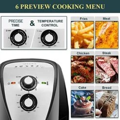 Secura Air Fryer XL 5.3 Quart 1700-Watt Electric Hot Air Fryers Oven Oil Free Nonstick Cooker W/Recipes For Frying, Roasting, Grilling, Baking (Silver) -KitchenAid Shop 51kS1aKAgjL