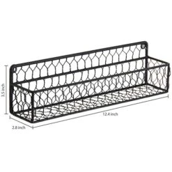 MyGift Wall Spice Racks, 12-Inch Black Chicken Wire Hanging Kitchen Seasoning Condiment Organizer Shelf, Set Of 2 -KitchenAid Shop 51kVNl6pySL