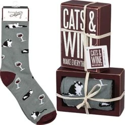 By Kathy Set Gift Socks, Cats & Wine