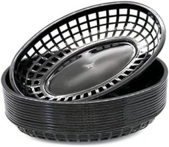 Plastic Oval Fast Food Baskets Fryer Basket For Party,Set Of 12 (Black) (Black) -KitchenAid Shop 51kWijKryPS. AC
