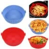 Air Fryer Silicone Liners 8 Inch, 2 Pack Air Fryer Accessories For Ninja Air Fryer Liners Reusable With Handle, Basket For 5 QT To 7 QT, Red & Blue -KitchenAid Shop 51kbALMJptL