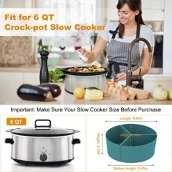 Silicone Slow Cooker Liners, Reusable 3 Divider Insert Fits For Crock-pot Oval 6/7/8QT Slow Cooker, Dishwasher Safe, Easy Clean, Food-Grade BPA Free Cooking Liners For Most 6-8QT Slow Cooker -KitchenAid Shop 51kcQNk3txL