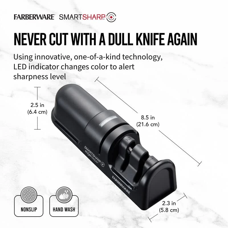Two-Stage SmartSharp Knife Sharpener, Easy-to-Use Nonslip Sharpener With Color Changing LED Light Indicator, Knife Sharpening System To Polish, Sharpen And Repair Kitchen Knives, Black 4 Two-Stage SmartSharp Knife Sharpener, Easy-to-Use Nonslip Sharpener With Color Changing LED Light Indicator, Knife Sharpening System To Polish, Sharpen And Repair Kitchen Knives, Black - Image 2