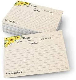 Sunflower Recipe Cards (Set Of 50) Large 4x6 - Rustic Kraft Tan, From The Kitchen Of - Double-Sided For Weddings, Bridal, Baby Shower - Made In USA -KitchenAid Shop 51khC3HtAUL. AC