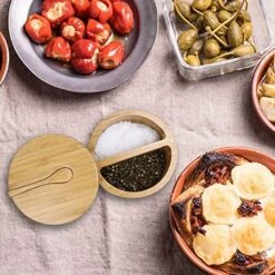 Bamboo Big Dipper Large Salt Cellar With Spoon And Magnetic Swivel Lid, 10 Ounce Storage Box -KitchenAid Shop 51kja6rN3hL