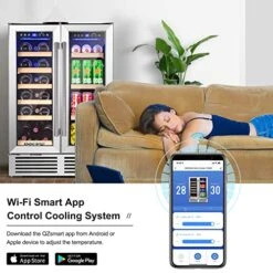Wine And Beverage Refrigerator, 24 Inch Dual Zone Wine Cooler, With Smart APP Control And 2 Safety Locks,Soft LED Light Hold 19 Bottles And 57 Cans, Built-In Or Freestanding -KitchenAid Shop 51kkVak3WzL