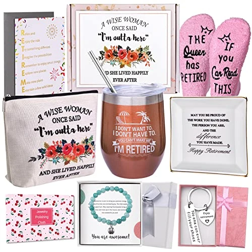 Retirement Gifts For Women 2023, Happy Retirement Gifts For Coworker, Retired Friends, Boss, Teachers, Nurses, Mom, Grandma, Retirees-Wine Tumbler, Farewell Bracelet, Ring Dish, Socks, Bag, Keychain 3 Retirement Gifts For Women 2023, Happy Retirement Gifts For Coworker, Retired Friends, Boss, Teachers, Nurses, Mom, Grandma, Retirees-Wine Tumbler, Farewell Bracelet, Ring Dish, Socks, Bag, Keychain