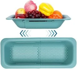 Colander Silicone, AKosco Strainer Collapsible With Extendable Handle Over The Sink Colander Drain Basket For Pasta Vegetable Fruit Dishes Home Kitchen -KitchenAid Shop 51kmFzON1qL. AC
