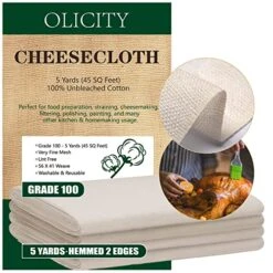 Cheesecloth, Grade 100, 45 Sq Feet, Reusable Cheese Cloth Ultra Fine Cheese Cloths For Straining, Unbleached Butter Muslin Cloth For Cooking, Cold Brew Coffee, Halloween Decorations - 5 Yards