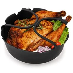 Silicone Air Fryer Liner,8.66 Inch Reusable Basket Accessory Baking Tray Round Pot Bowl Filter Pad For Oven Inserts Replacement Mat (XL,Black)