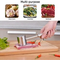 Meat TenderizerTool, Heavy Duty Meat Mallet Hammer Tool And Handheld Meat Tenderizer Needle Tool, 304 Stainless Steel Meat Pounder For Tenderizing For Steak, Chicken, Fish, Pork, Beef, Veal -KitchenAid Shop 51l34U5qr6L