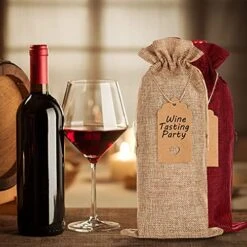 Burlap Wine Gift Bags, 12 Pack Jute Wine Bottle Bags With Drawstring, Reusable Wine Bottle Covers With Ropes And Tags -KitchenAid Shop 51l46Oy6W9S